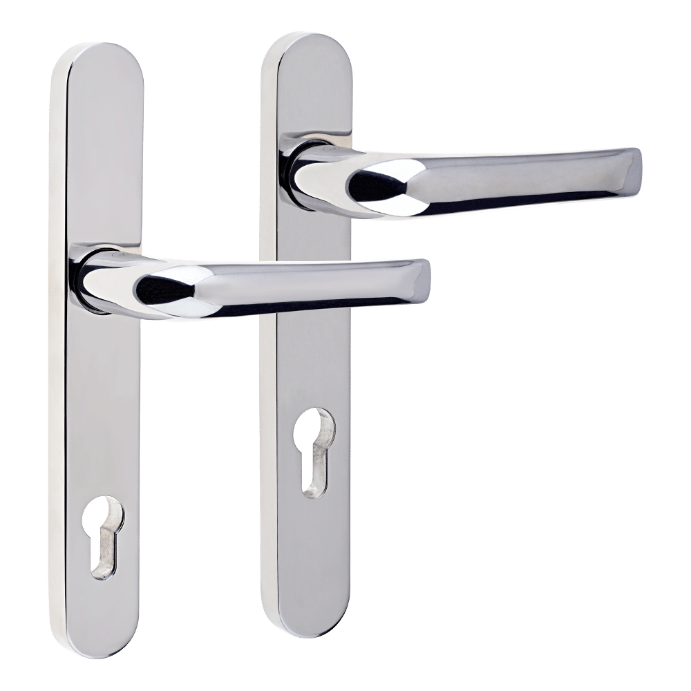 L24928_1 - Ironmongery Warehouse Polished chrome double door handle set with keyhole plates on both levers