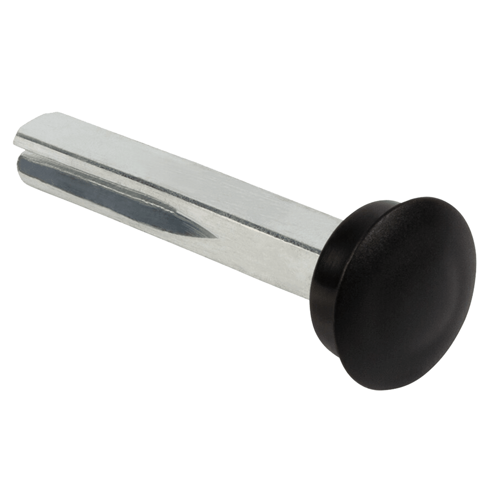 L38133_1 - Ironmongery Warehouse Metal pin with a black round head and a long silver shaft, viewed at an angle.