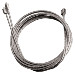 Coiled steel wire rope with end fittings at both ends