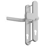 Door lever handle with mounting plate and latch mechanism for a interior door (installation view)