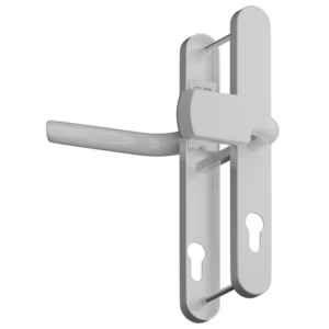 Door lever handle with mounting plate and latch mechanism for a interior door (installation view)