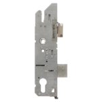 Vertical metal mortise lock body with latch bolt on the right side