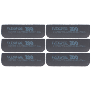 Six black rectangular patches with rounded ends arranged in two columns, each labeled in blue text 'FLEXIFIRE 700' (plus small calibration text).