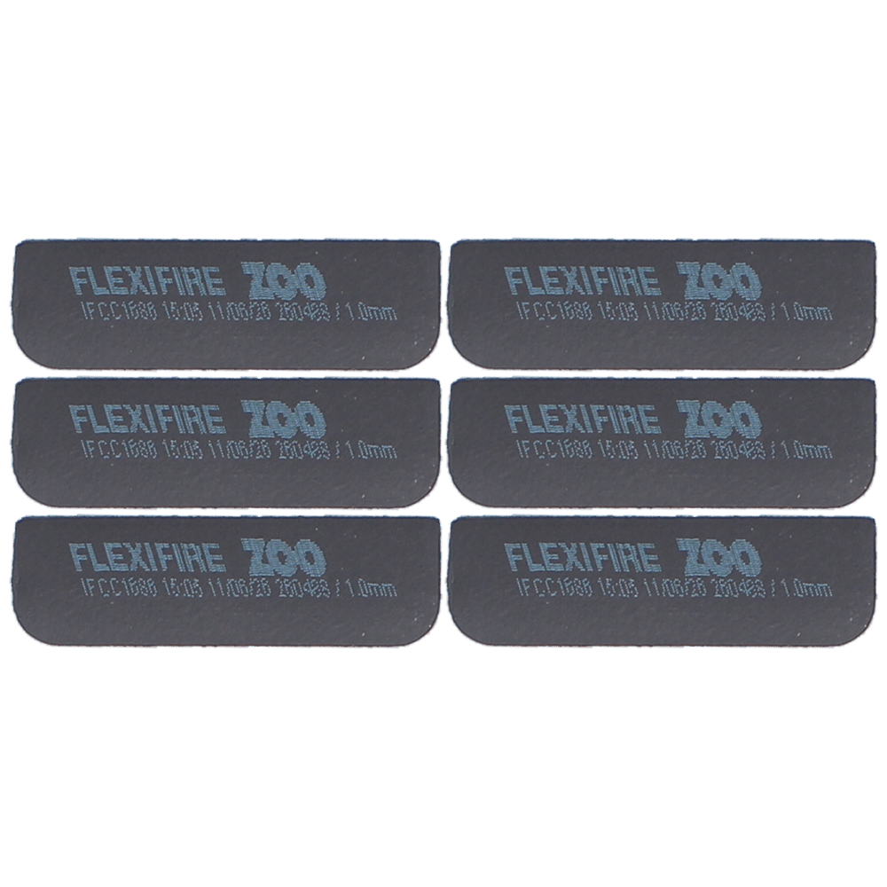L38416_1 - Ironmongery Warehouse Six black rectangular patches with rounded ends arranged in two columns, each labeled in blue text 'FLEXIFIRE 700' (plus small calibration text).