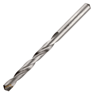 Twist drill bit for metal with helical flutes and sharpened cutting edge