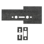 Metal wall plate with a large top panel and three modular blocks below for connectors (telecom/AV panel).