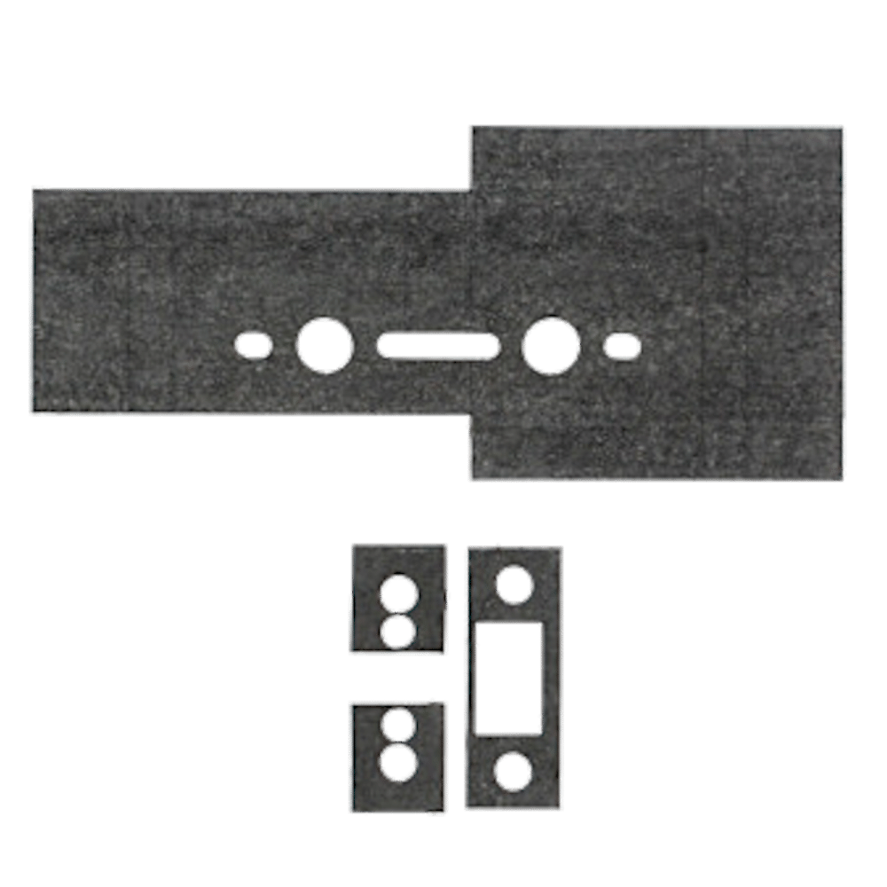 L38623_1 - Ironmongery Warehouse Gray metal electrical connector housing featuring circular and elongated openings, with three small terminal blocks below.