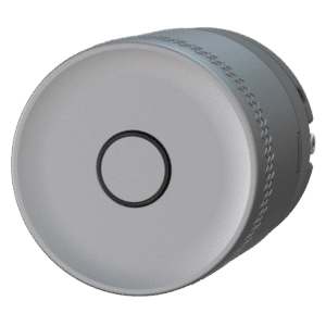 Metallic circular wheel-like object viewed at an angle, featuring a central hub and textured outer edge.