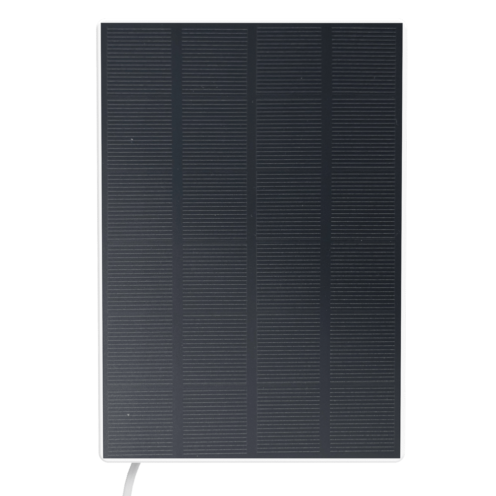 L38674_1 - Ironmongery Warehouse Solar panel mounted in a white frame with a cable at the bottom edge.