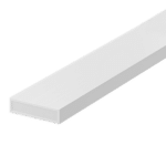 White hollow rectangular tube (square profile) seen at an angle, a long extrusion with an empty center