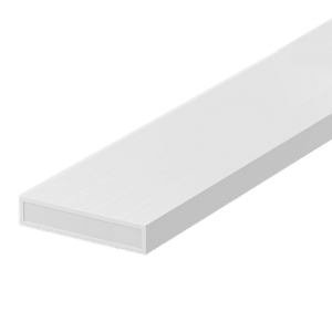 White, handleless drawer viewed from an angle (isometric 3D) showing a slim rectangular storage front.