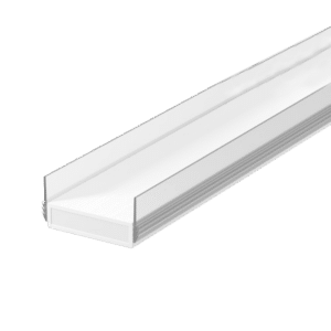 L38744_1 - Ironmongery Warehouse White linear aluminum LED profile with a built-in diffuser, shown at an angle (for recessed/under-cabinet lighting).