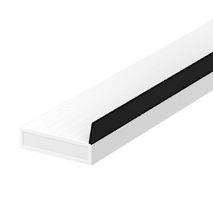 L38749_1 - Ironmongery Warehouse Isometric view of a white metal drawer slide rail with a black inner rail