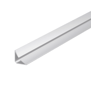 L38754_1 - Ironmongery Warehouse White aluminum U-channel extrusion with folded edges, shown at an angle.